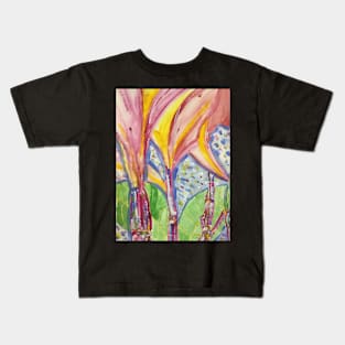 Abstract Frangipani, a painting by Geoff Hargraves Kids T-Shirt